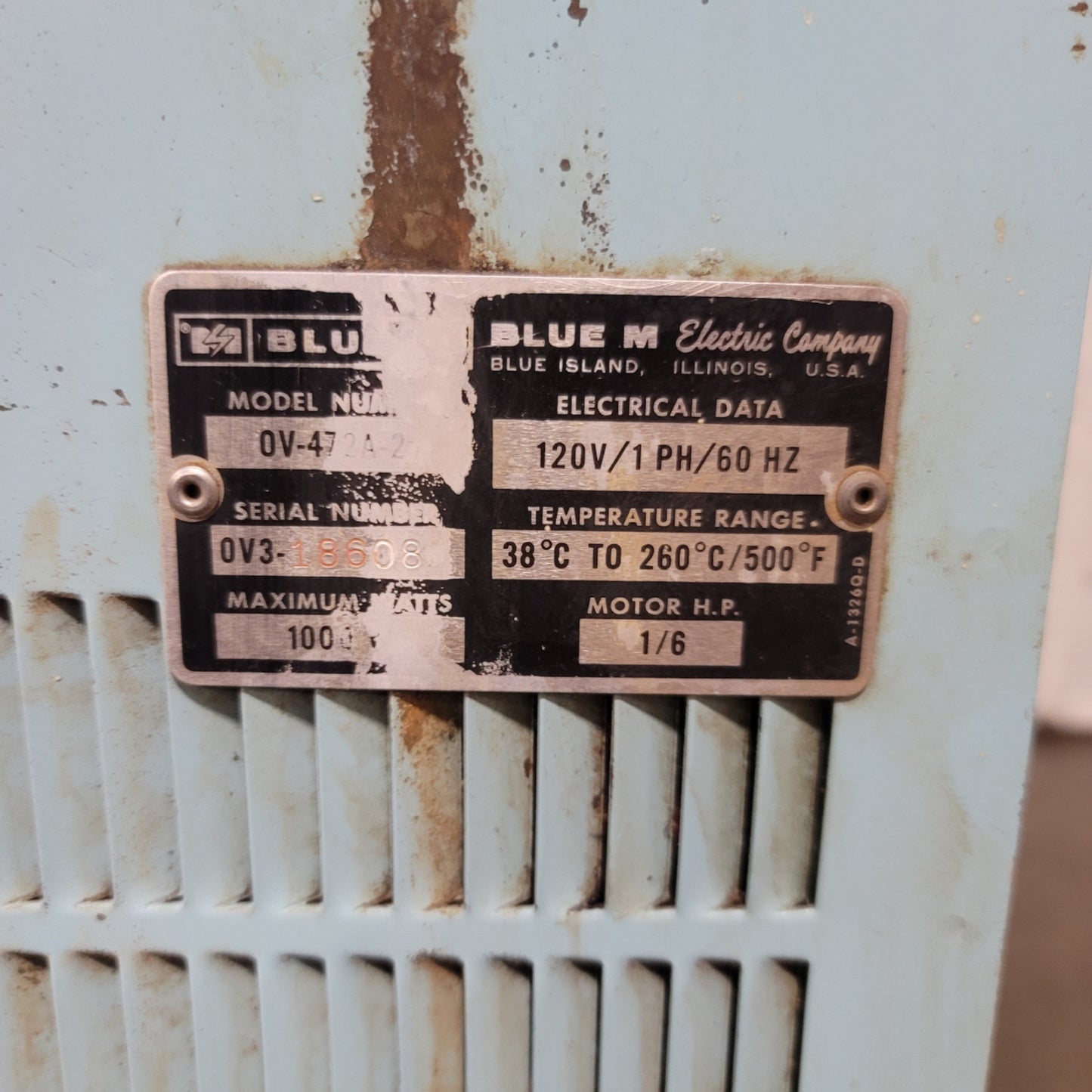 Used Blue M OV-472A-2 Stabil-Therm Mechanical Convection Oven 1CuFt, 36-260°C, 120VAC