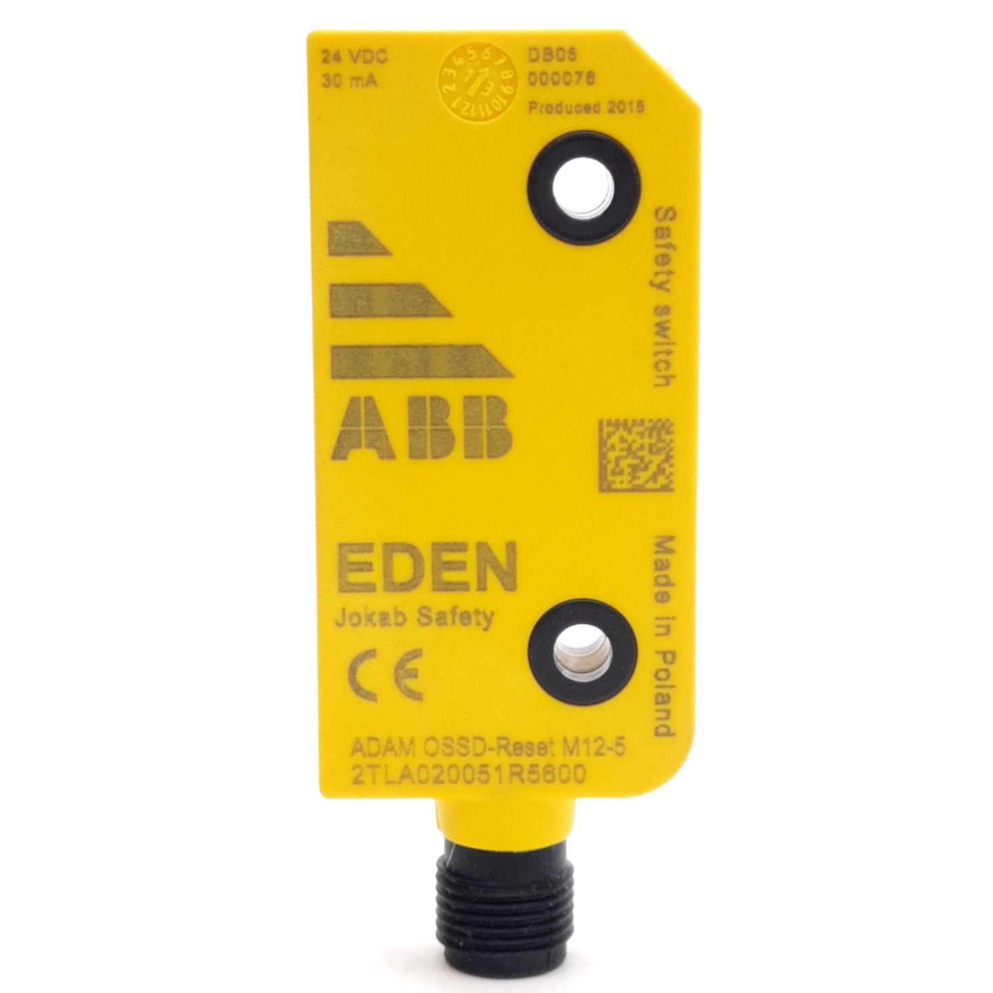 New ABB 2TLA020051R5600 Adam OSSD-Reset Proximity Sensor, 15±2mm, 24VDC, M12 5-Pin
