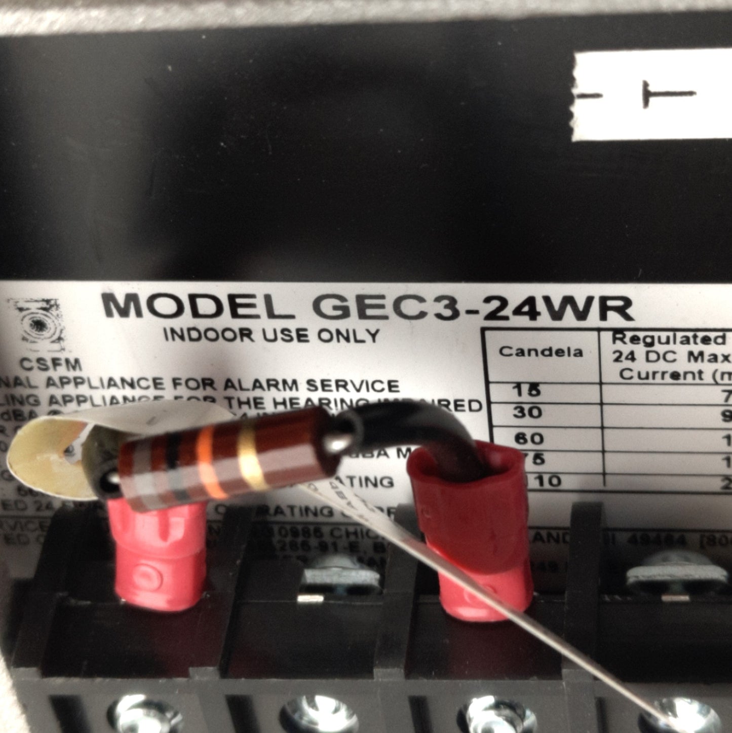 Used Gentex GEC3-24WR 904-1317-002 Evacuation Signal 24VDC, 62-82 dBa, 110 Candela