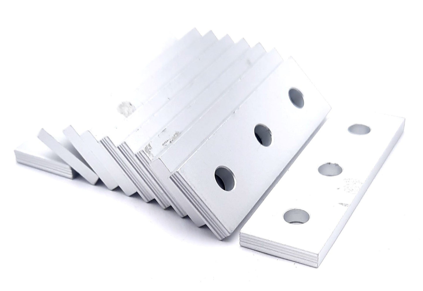 Used Lot of 10 80/20 20-4118 Straight Flat Plate 20 Series 3 Hole 60mm x 18mm x 4mm