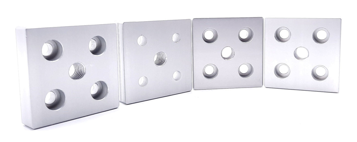 New Lot of 2 80/20 25-2131 Center Tap Base Plate: 50mm x 50mm with M10 Tap 25 Series