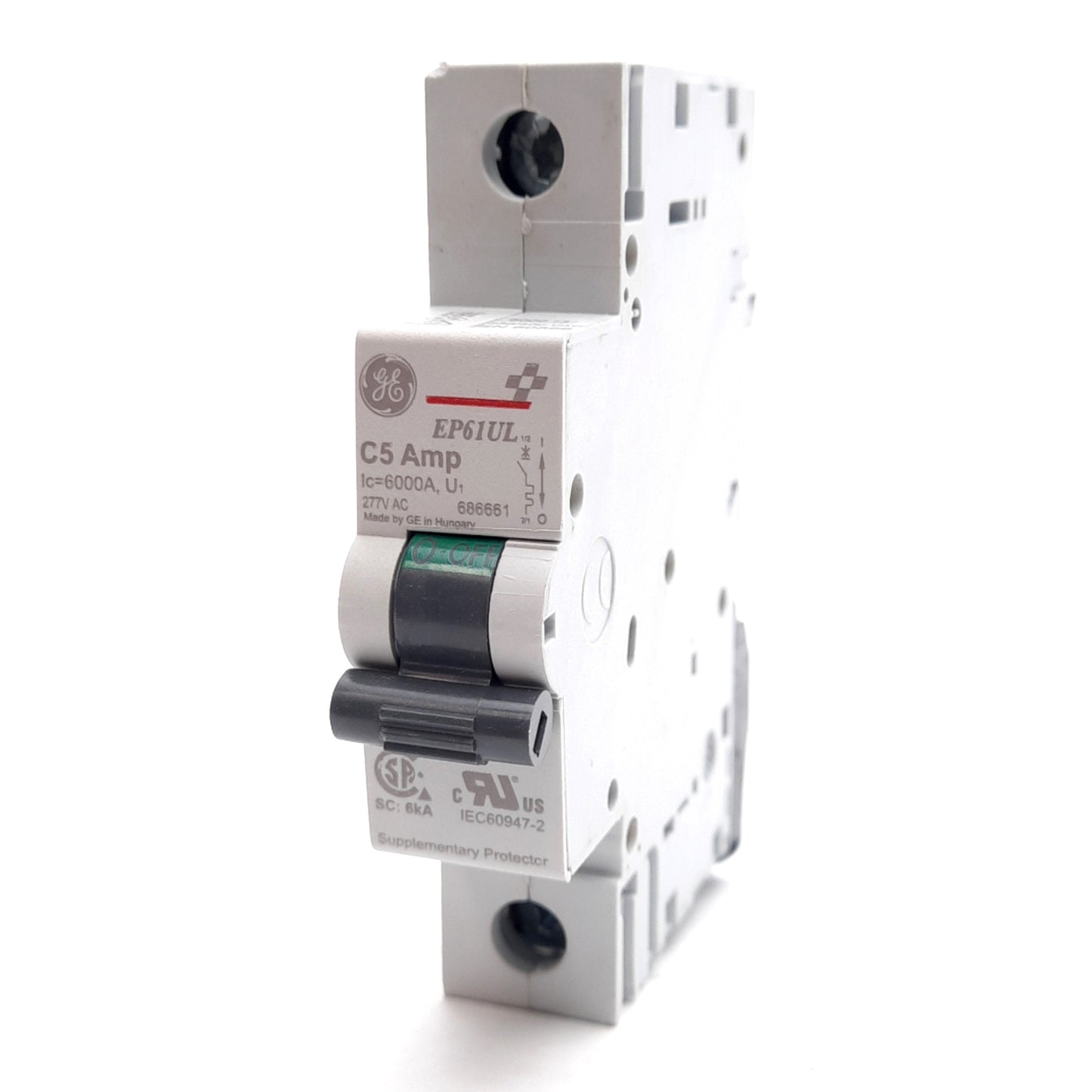 New General Electric EP61ULC05 Circuit Breaker, 1-Pole, 277VAC 5A, C Curve, DIN Rail