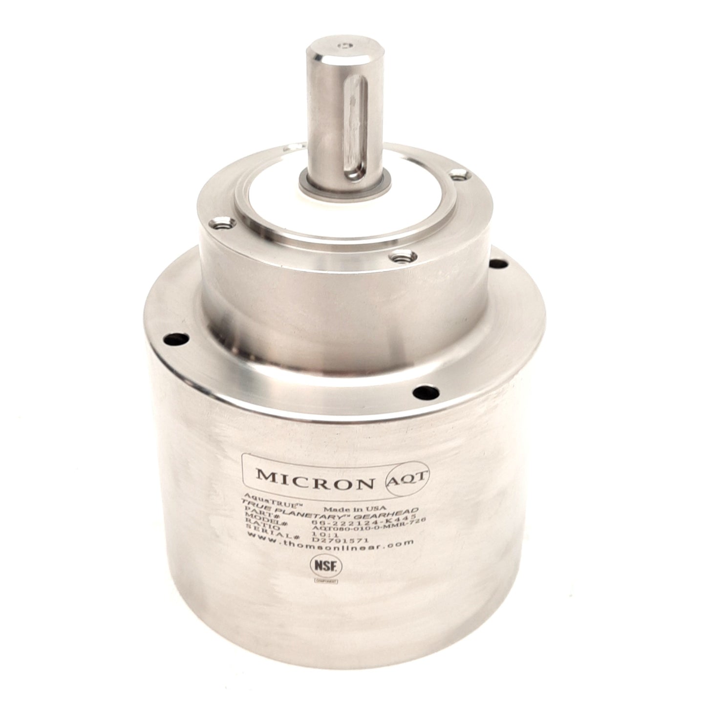 New Micron AQT080-010 True Planetary Gearhead, 10:1 Ratio, ø20mm Shaft, ø3/4in Bore