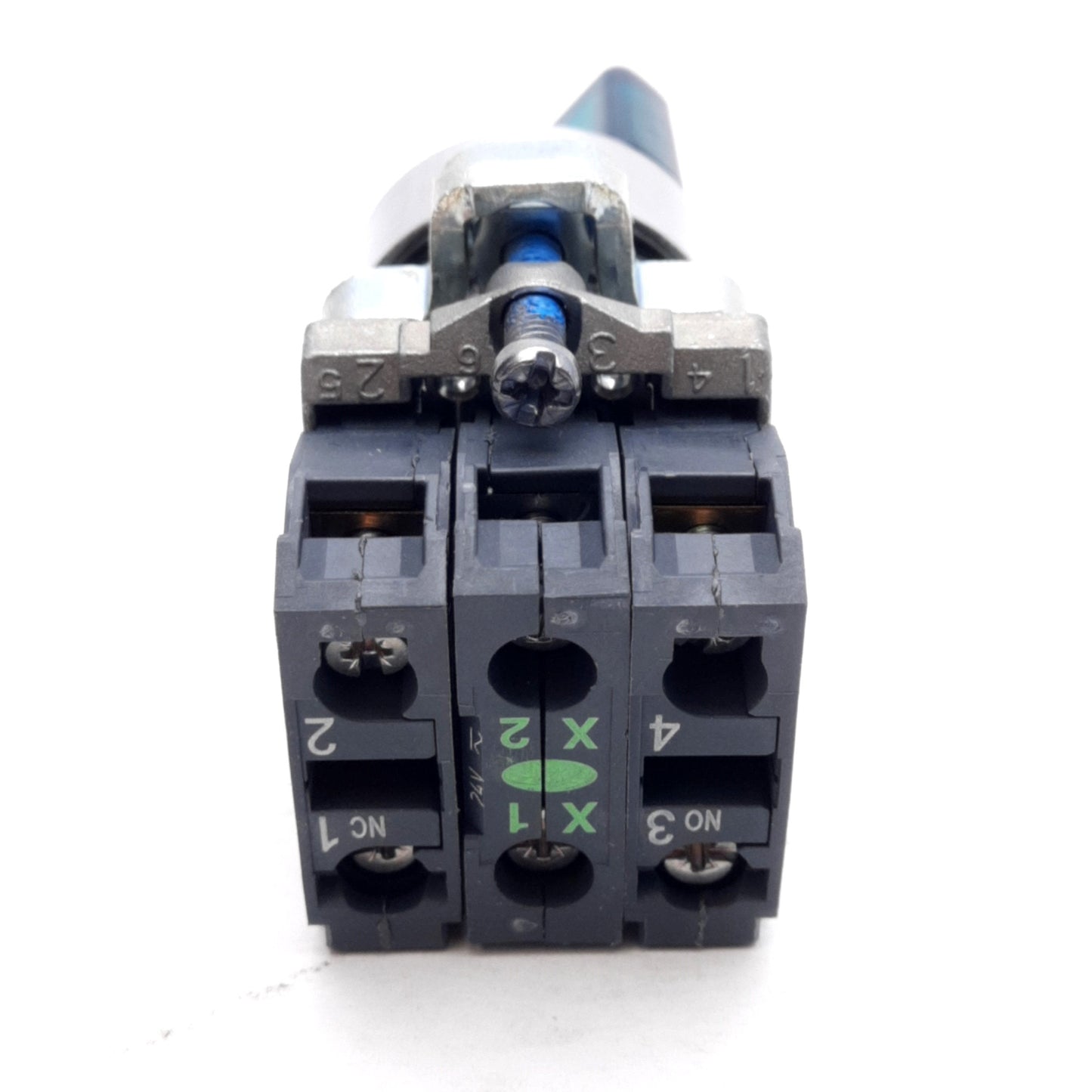 New Schneider XB4BK123B5 Illuminated Selector Switch ø22mm, 1NO+1NC, Green, 24VAC/DC