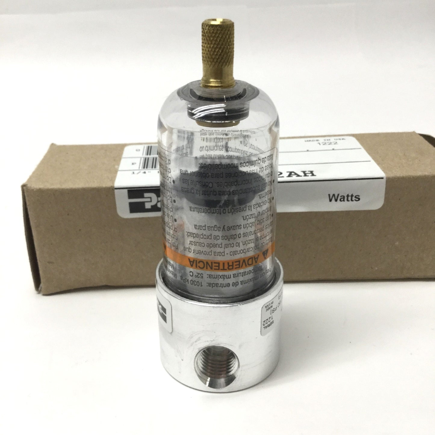 New Parker Watts F504-02AH Pneumatic Filter, 20 micron, 1/4" NPT, 150psi, 22 SCFM