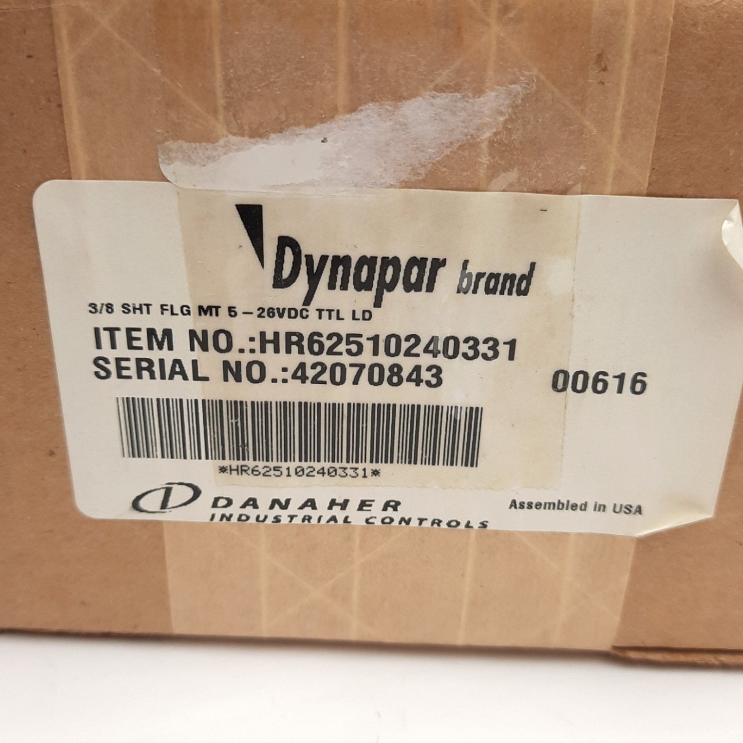 New Dynapar HR62510240331 Rotary Encoder, 1024ppr, 3/8" Shaft, 2.06" Flange, 5-26VDC
