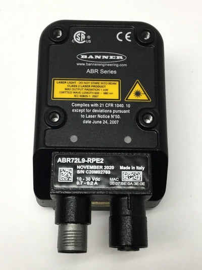 Used Banner ABR72L9-RPE2 2MP Barcode Reader Imager 1D+2D, 1600x1200, 10-30VDC
