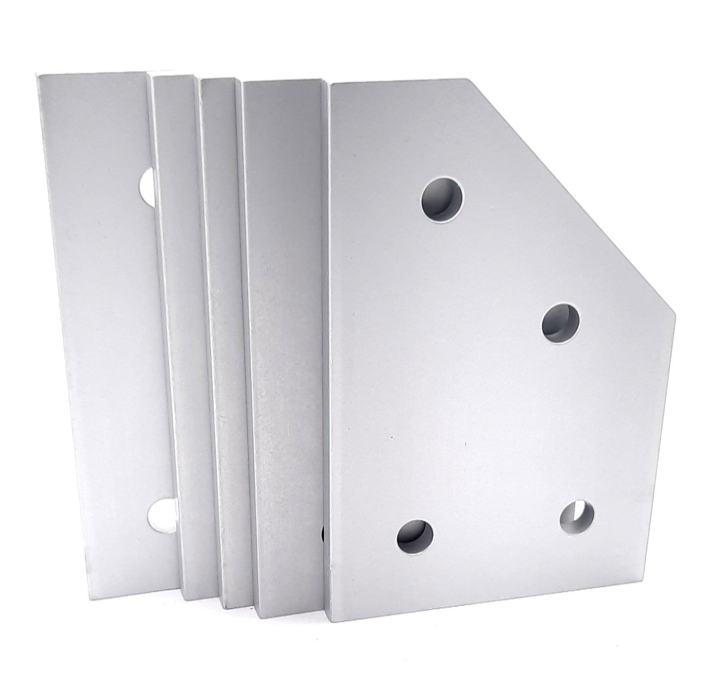 New – Open box Lot of 5 80/20 4346 45 Degree Angled Flat Plate 15 Series 4 Hole 4.5" x 3"