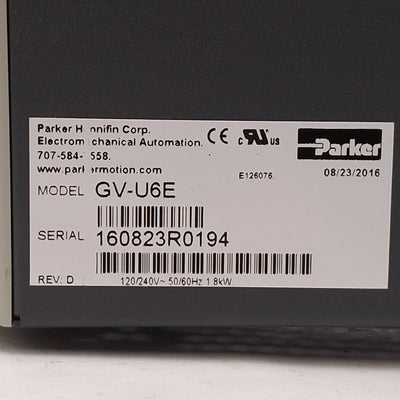 Used Parker GV-U6E Gemini Servo Motor Drive, 1-Axis, 170/340VDC 6A Bus, 120/240VAC