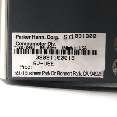 Used Parker GV-U6E Gemini Servo Motor Drive, 1-Axis, 170/340VDC 6A Bus, 120/240VAC