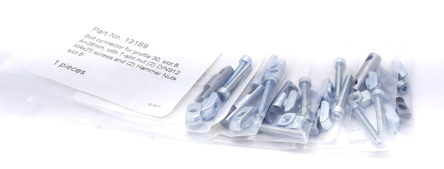 New Lot of 6 80/20 13189 Bolt Connector Series 30 Slot 8 M4 x 25mm