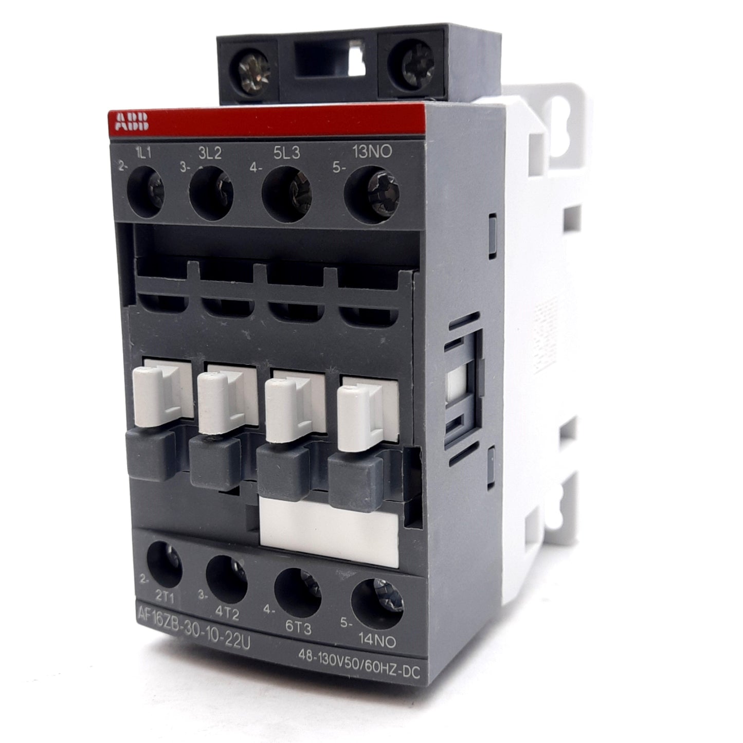 New ABB AF16ZB-30-10-22U Contactor, 600VAC 30A, N.O. Aux, 48-130VDC Coil, DIN Rail