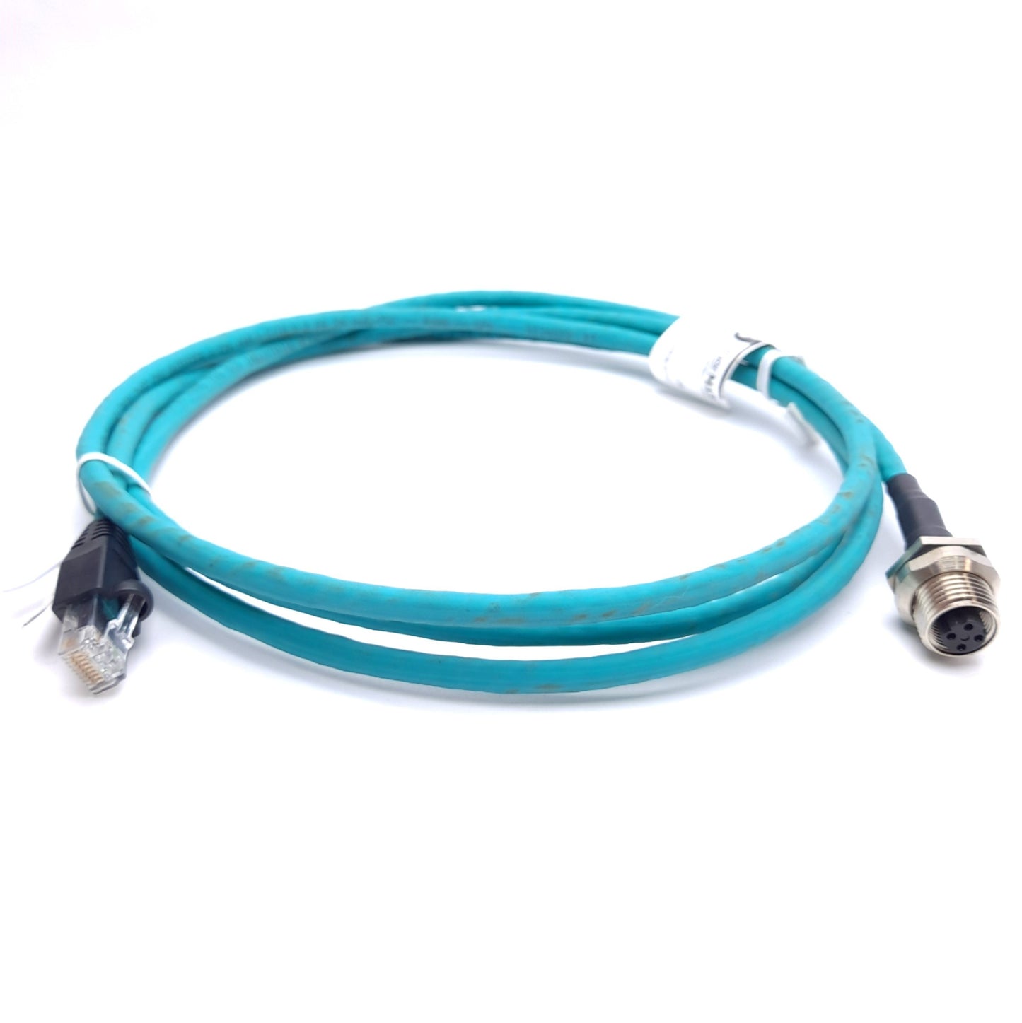 New Lumberg 0985 706 104/2M Ethernet Cable Cat5e, M12 4-Pin Female to RJ45 Male, 2m