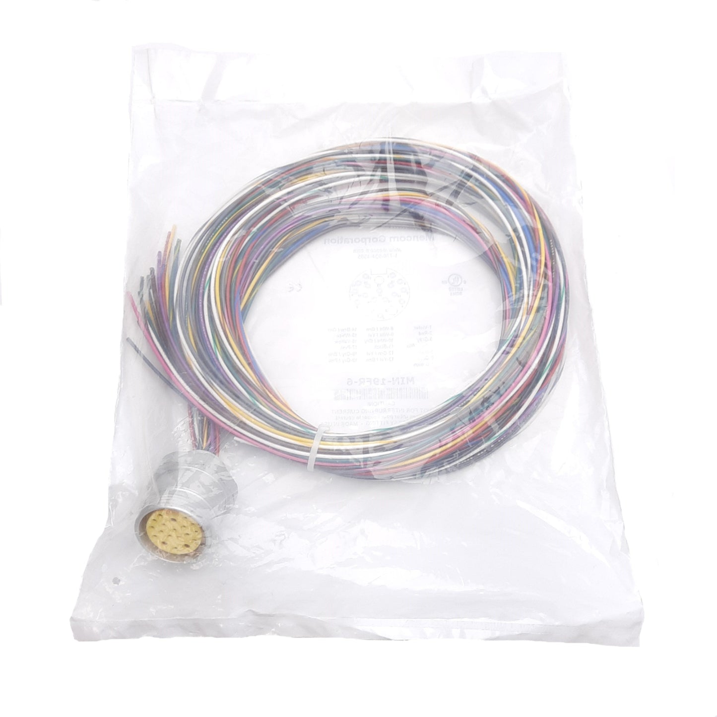 New Mencom MIN-19FR-6 MIN Size III Receptacle 19-Pin M25 Female to Flying Leads, 6ft