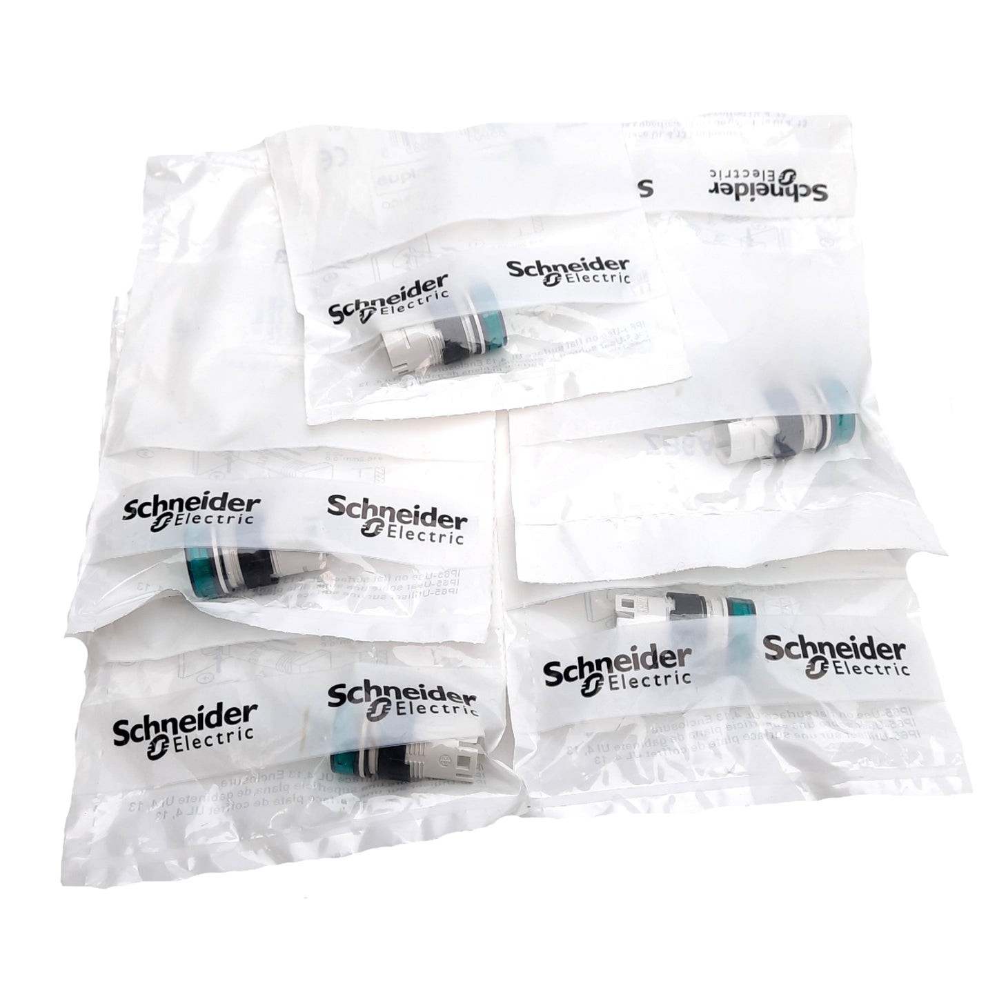 New Lot of 5 Schneider Electric ZB6AV3 Green Pilot Light Head For Harmony XB6, ø16mm