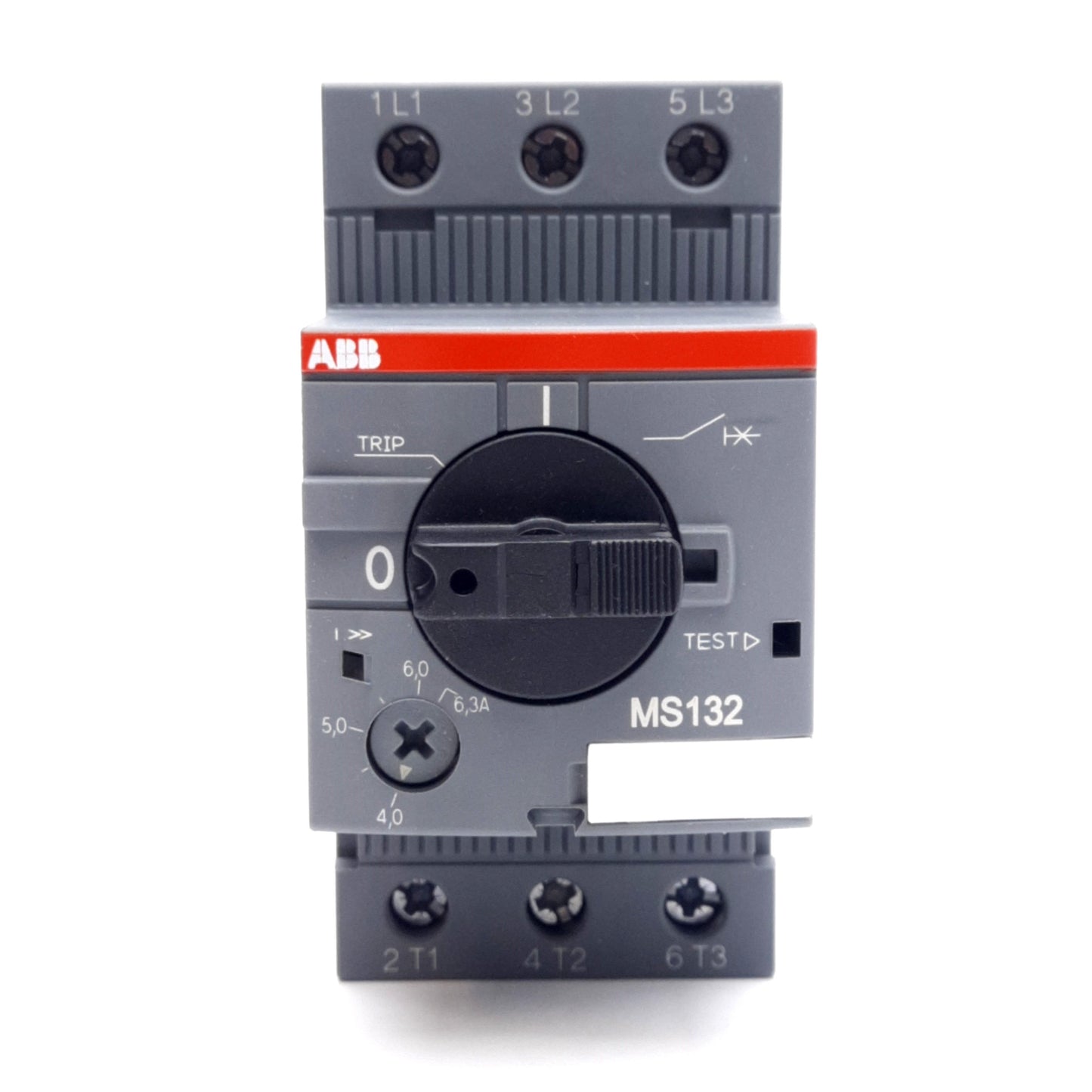 New ABB MS132-6.3 Manual Motor Starter, 3-Pole, 690VAC/250VDC, 4.0-6.3A, DIN Rail