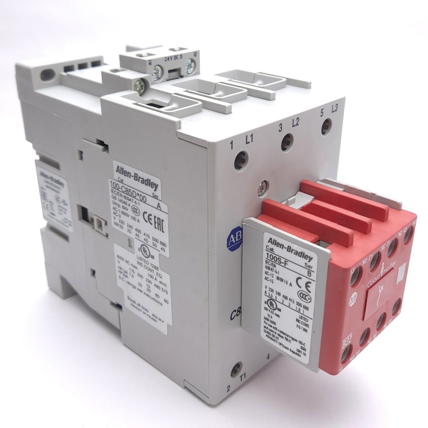 New Allen Bradley 100S-C85DJ22C Safety Contactor, 24VDC Coil, 85A, 3 N.O. Poles