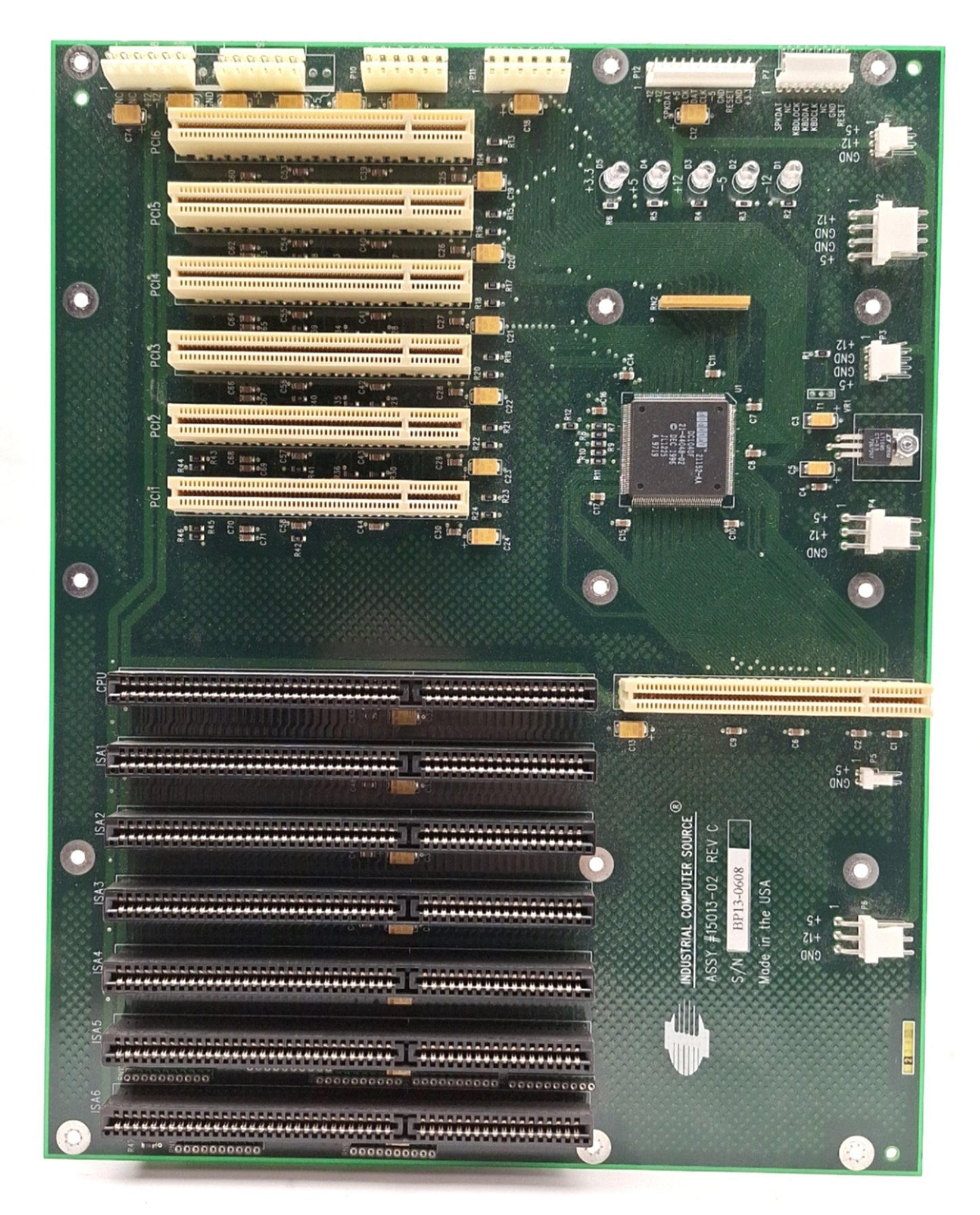 Used ICS 15013-02 Single Board Computer Backplane, AT, 6x ISA, 6x PCI, PICMG 1.0