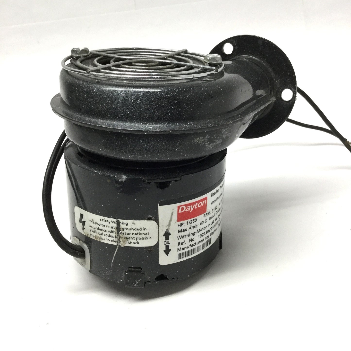 Used Dayton 2C782 Centrifugal Fan Ø1.25" Blower Motor 115VAC, 3160RPM, 1/250HP