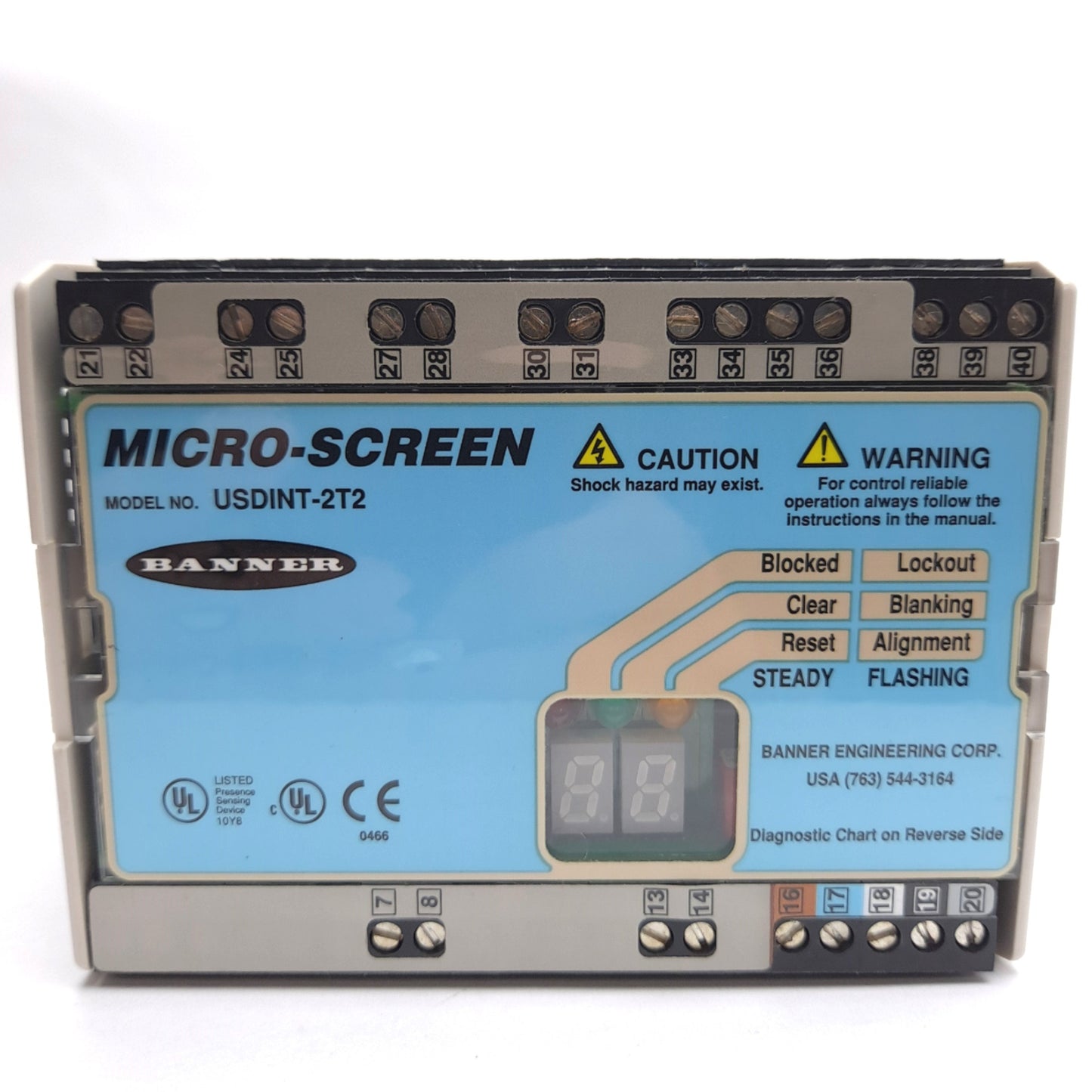 Used Banner USDINT-2T2 Micro-Screen Safety Light Curtain Controller 24VDC Max 1.5A