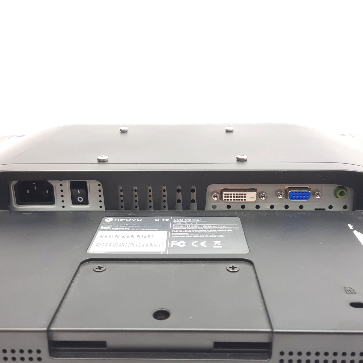 Used Neovo U190E011E0100 LCD Monitor, 19in, 1280x1024, VGA & DVI-D Inputs, 100-240VAC