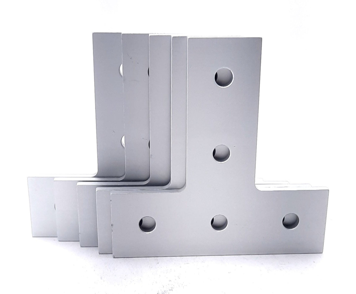 New – Open box Lot of 5 80/20 30-4480 Aluminum “T” Flat Plate 30 Series 5 Hole 90mm x 90mm