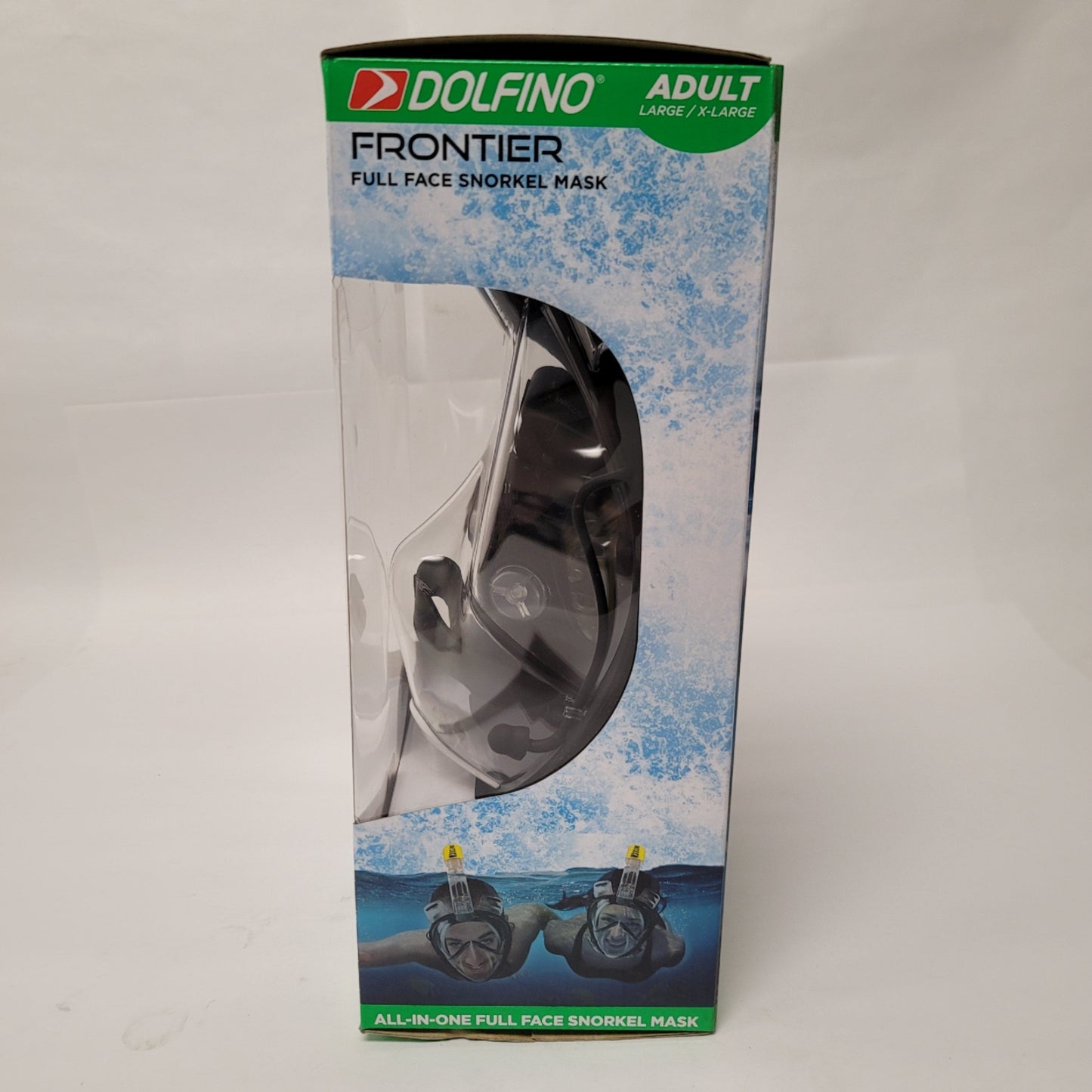 New Dolfino WMM17478LBK Frontier All-In-One Full Face Snorkel Mask Adult L/XL