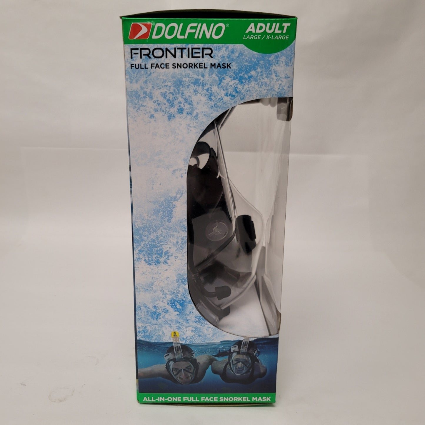 New Dolfino WMM17478LBK Frontier All-In-One Full Face Snorkel Mask Adult L/XL