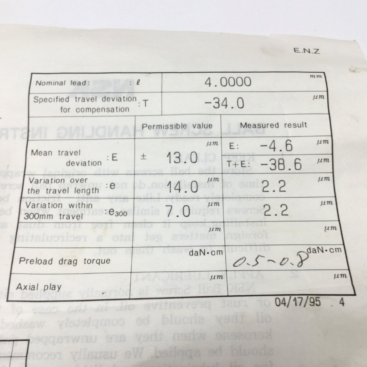 New NSK W1407W-1P-UPZ4 Ballscrew w/ Nut Ø14mm, 4mm Lead, 650mm Travel