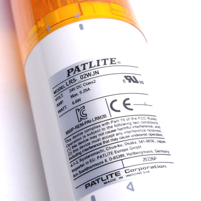 New Patlite LR5-202WJNW-RY Tower Stack Light, 2-Tier Red/Amber, ø50mm, 24VDC