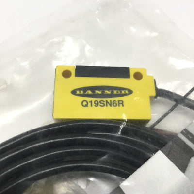 New Banner Q19SN6R Opposed Mode Sensor Receiver, 10-30VDC, NPN Output, 26ft Range