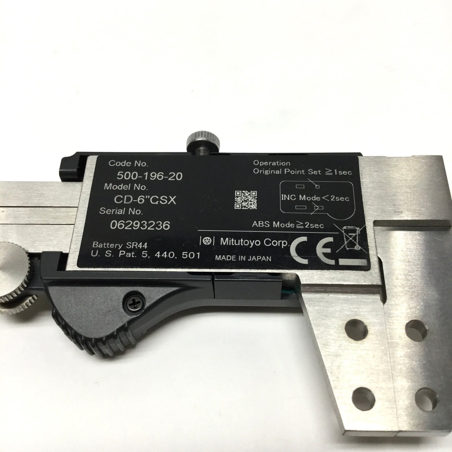 Used Mitutoyo 500-196-20 CD-6"CSX Absolute Digimatic Caliper 0-6" .0005"±.001" In/mm