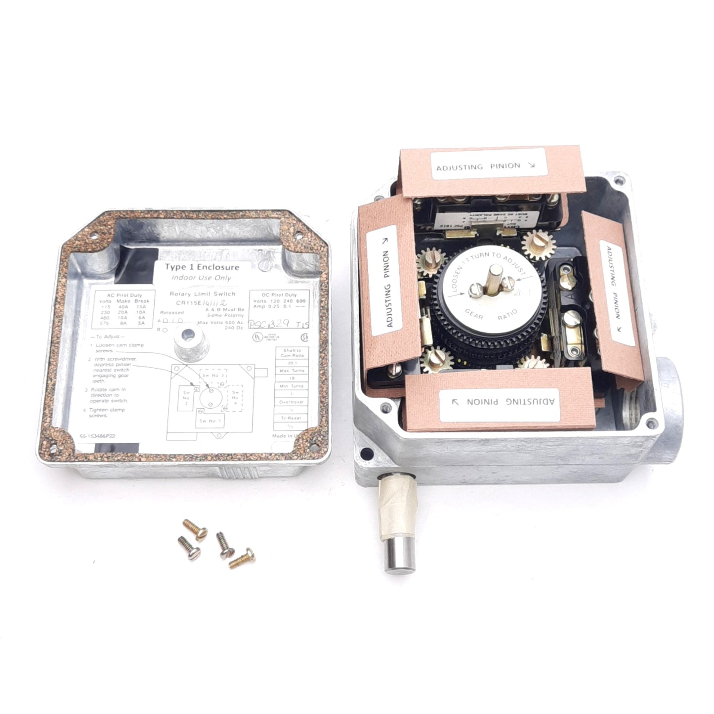New – Open box PSC CR115E141112 Geared Rotary Limit Switch 4NO + 4NC, 20:1 Ratio, 600VAC/240VDC