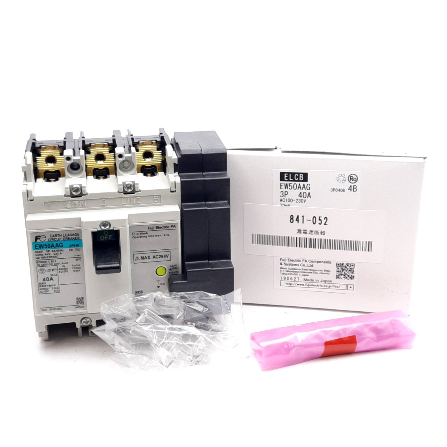 New Fuji Electric EW50AAG-3P040 Earth Leakage Circuit Breaker 3-Pole 100-230VAC 40A