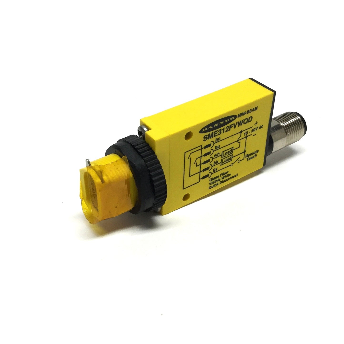 New – Open box Banner SME312FVWQD Mini-Beam Expert Fiber Optic Amplifier, 10-30VDC, White LED