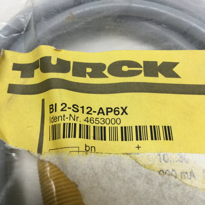 New Turck Bi2-S12-AP6X Inductive Proximity Sensor Switch, 2mm, 10-30VDC, PNP-NO