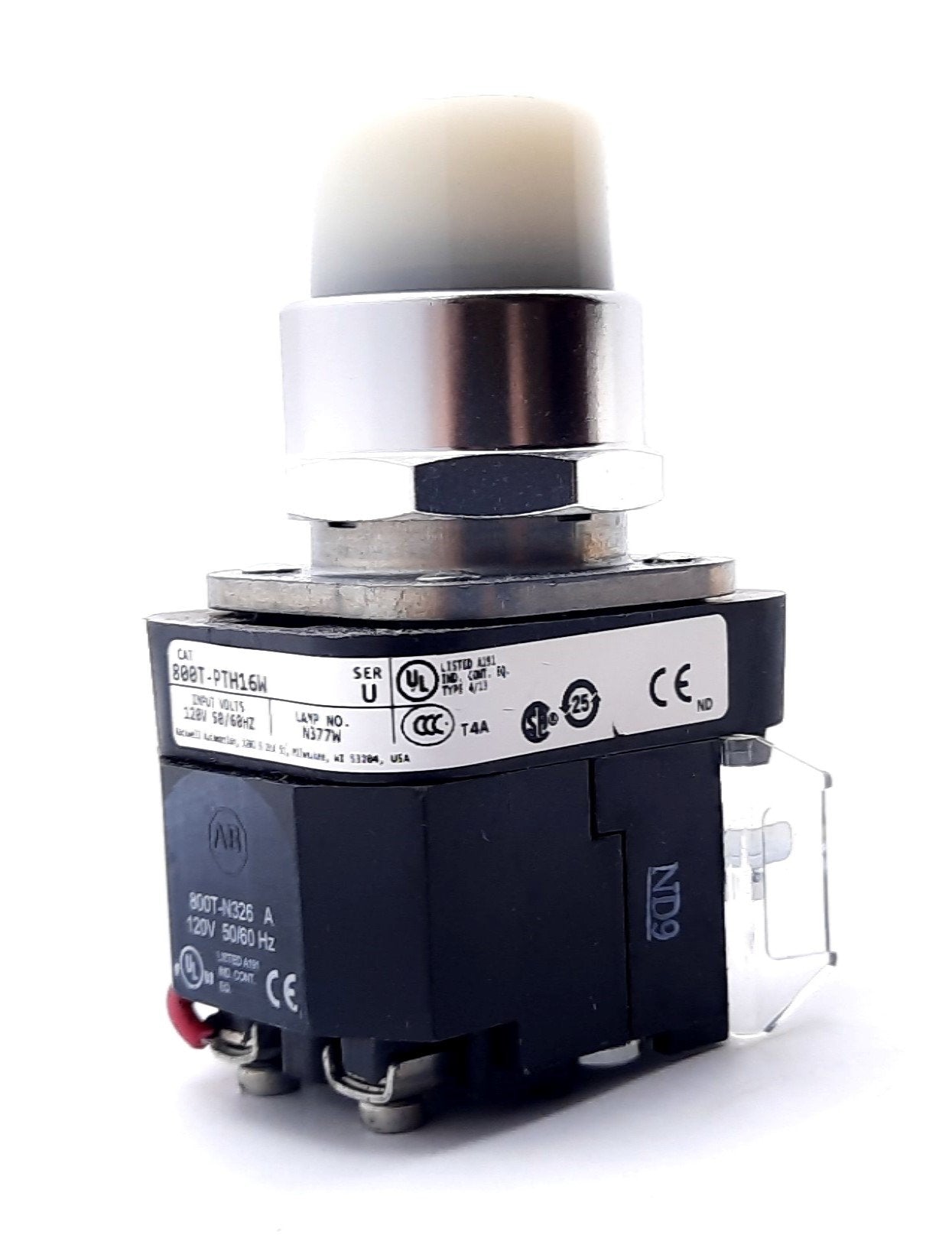 New Allen Bradley 800T-PTH16W Illuminated Push To Test Pilot LED Button 120V White