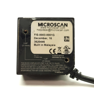 Used Microscan FIS-0003-0001G MS-3 Fixed LASER Barcode Scanner 1D 1000Scans/Sec 5VDC