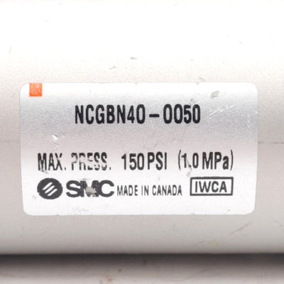 Used SMC NCGBN40-0050 Pneumatic Cylinder, ø1.5in Bore, 1/2in Stroke, 150PSI, NPT1/8