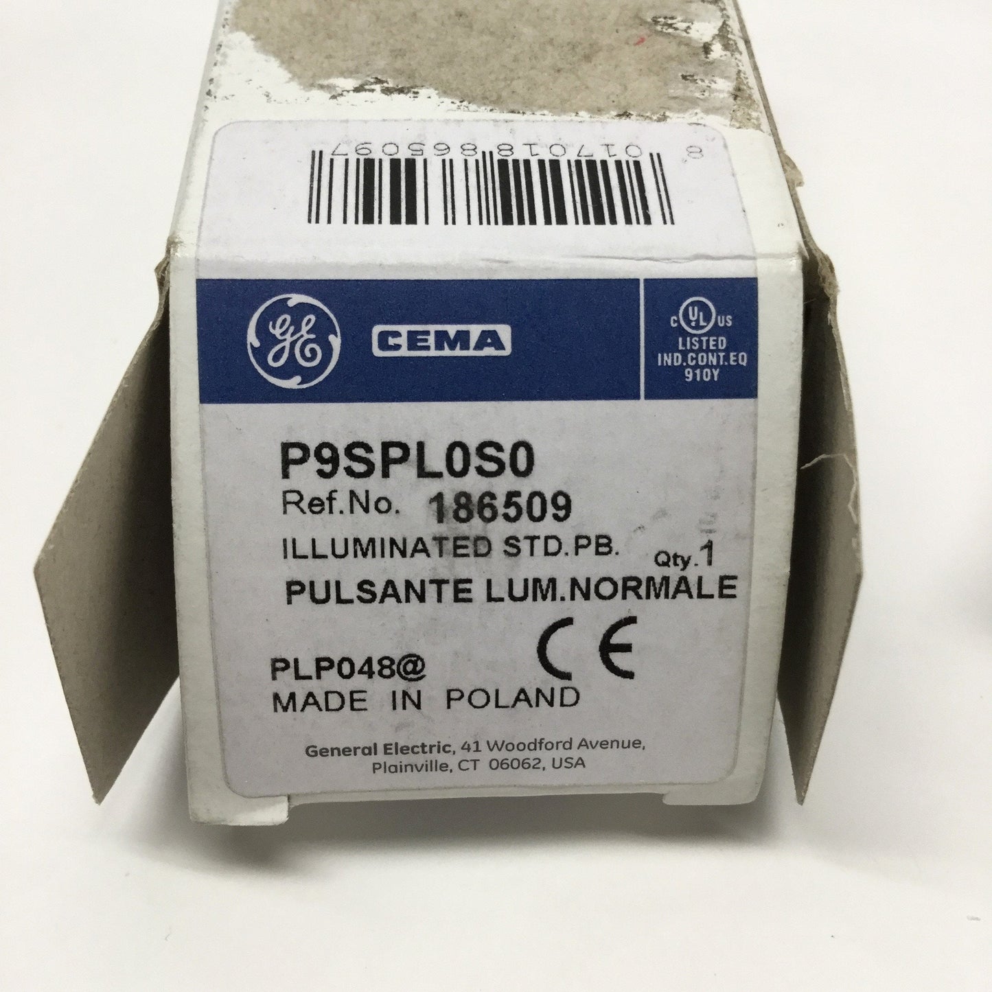 New General Electric P9SPL0S0 186509 Square Illuminated Pushbutton Switch Operator