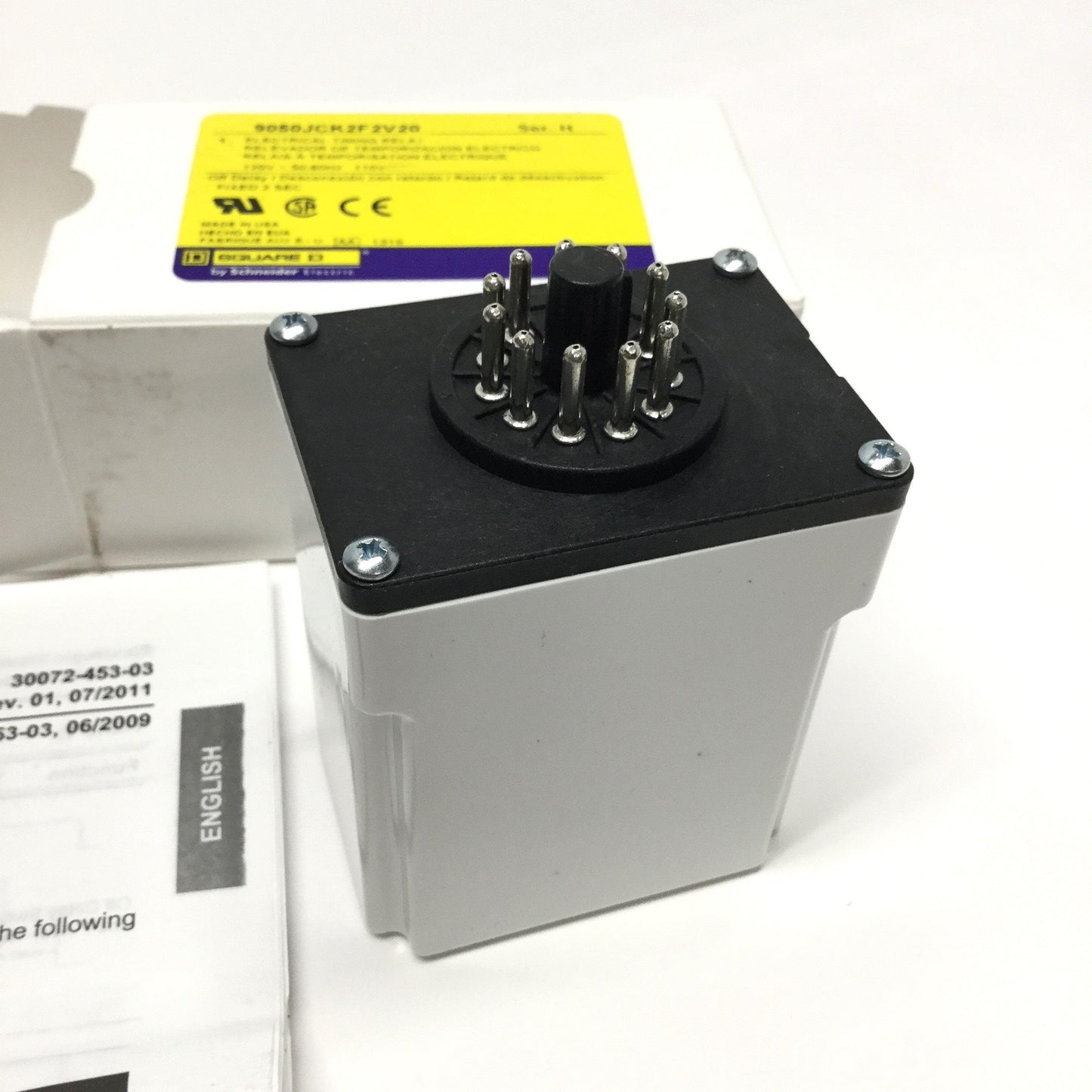 New Square D 9050JCK2F2V20 Off-Delay Timing Relay, 120VAC, Fixed 2 Seconds, DPDT 10A