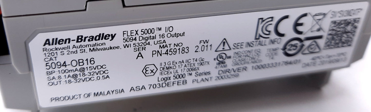 New Allen Bradley 5094-OB16 FLEX 5000 IO Digital 16 Input 18-32VDC