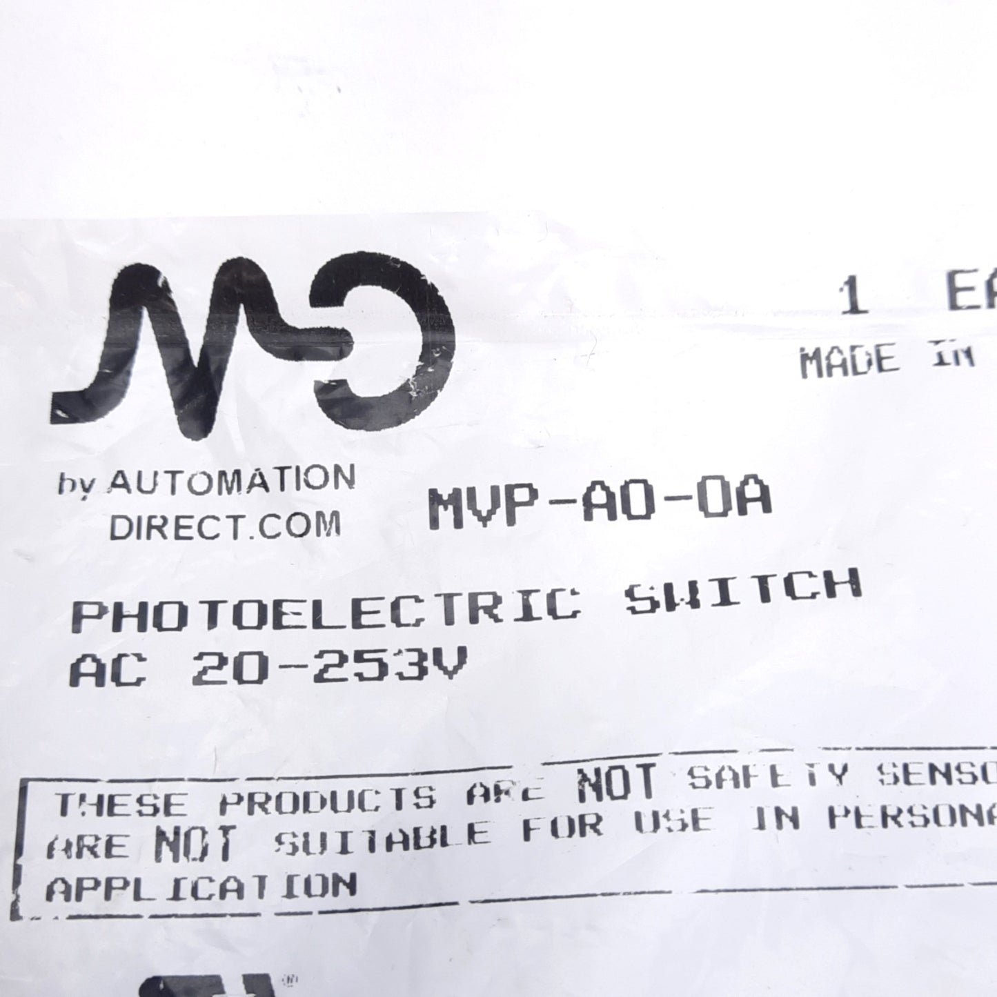 New Automation Direct MVP-A0-0A Proximity Sensor 3m Range, 20-253VAC, M18, 3-Wire 2m