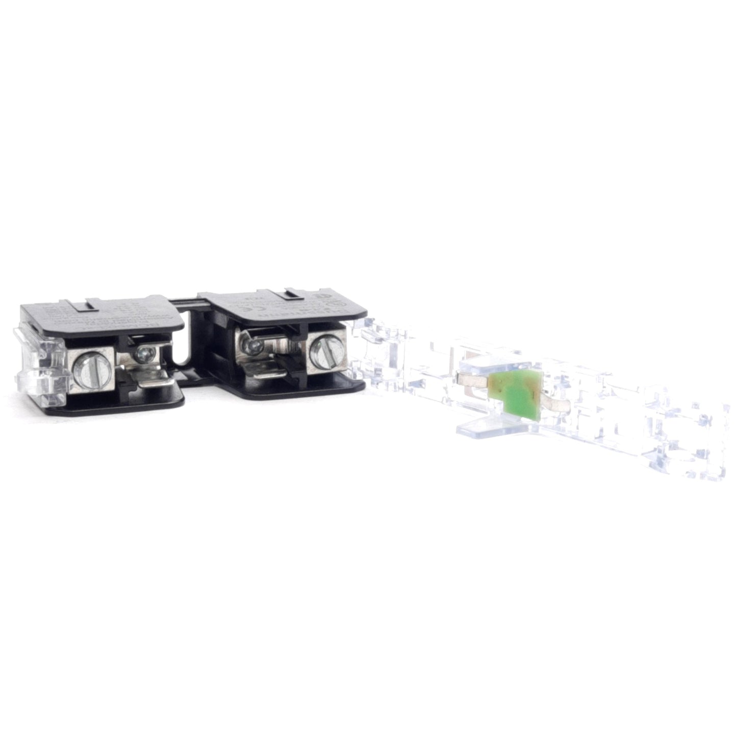 Used Bussmann BCM603-xC Class CC Stackable Fuse Block, LED, 600VAC 30A, DIN Rail