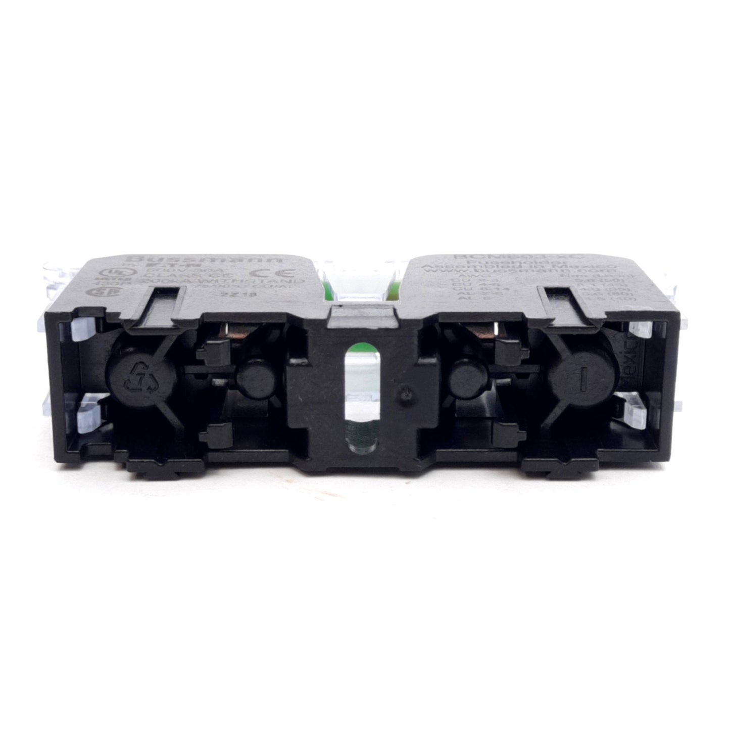 Used Bussmann BCM603-xC Class CC Stackable Fuse Block, LED, 600VAC 30A, DIN Rail