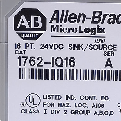 Used Allen Bradley 1762-IQ16 Ser A MicroLogix Digital Input Module 16-Point, 24VDC