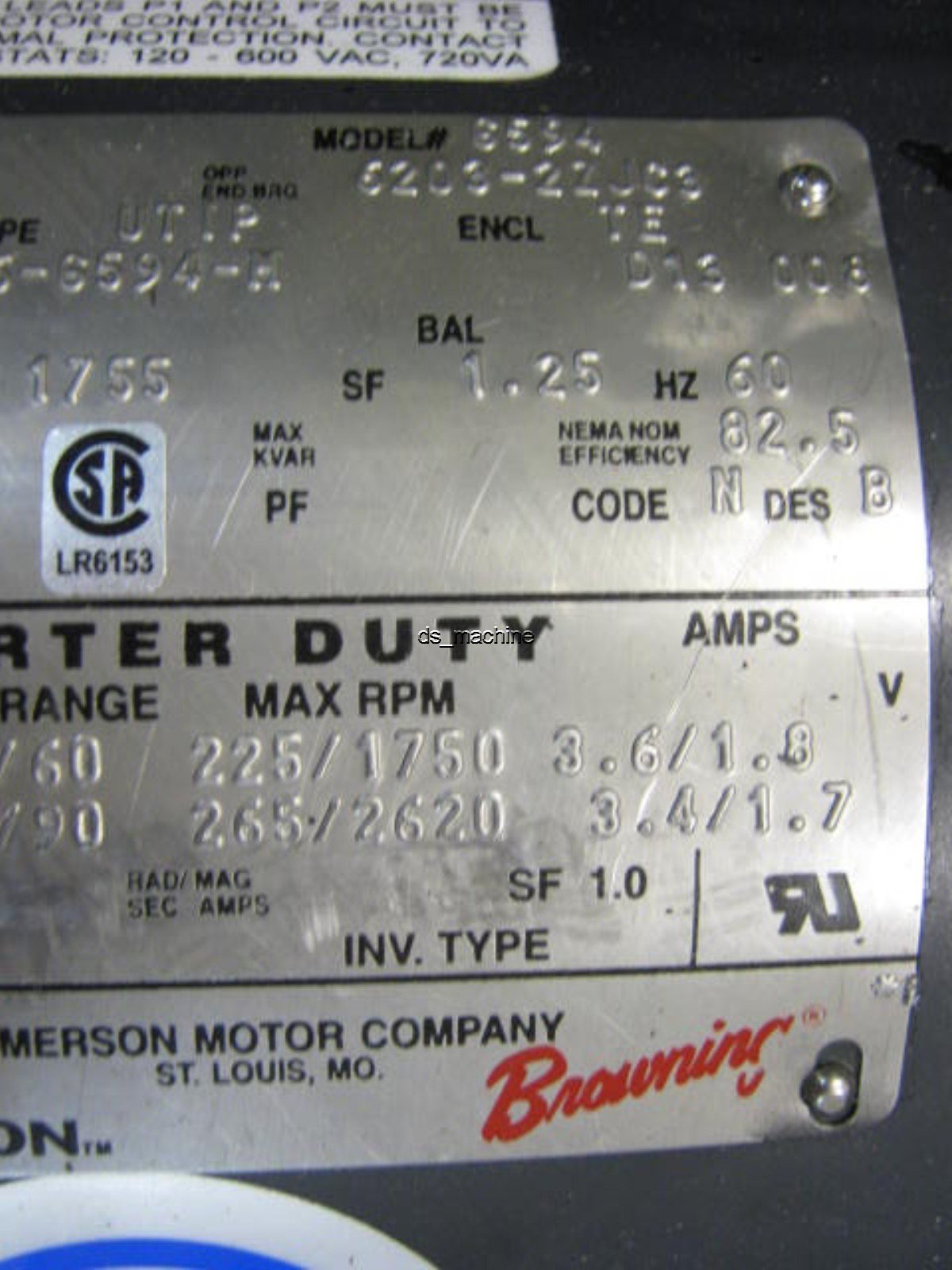 Used Browning HWN3262S2W33XMI143T1 Gearmotor 180:1 Ratio 3,684 in/lbs 1750RPM