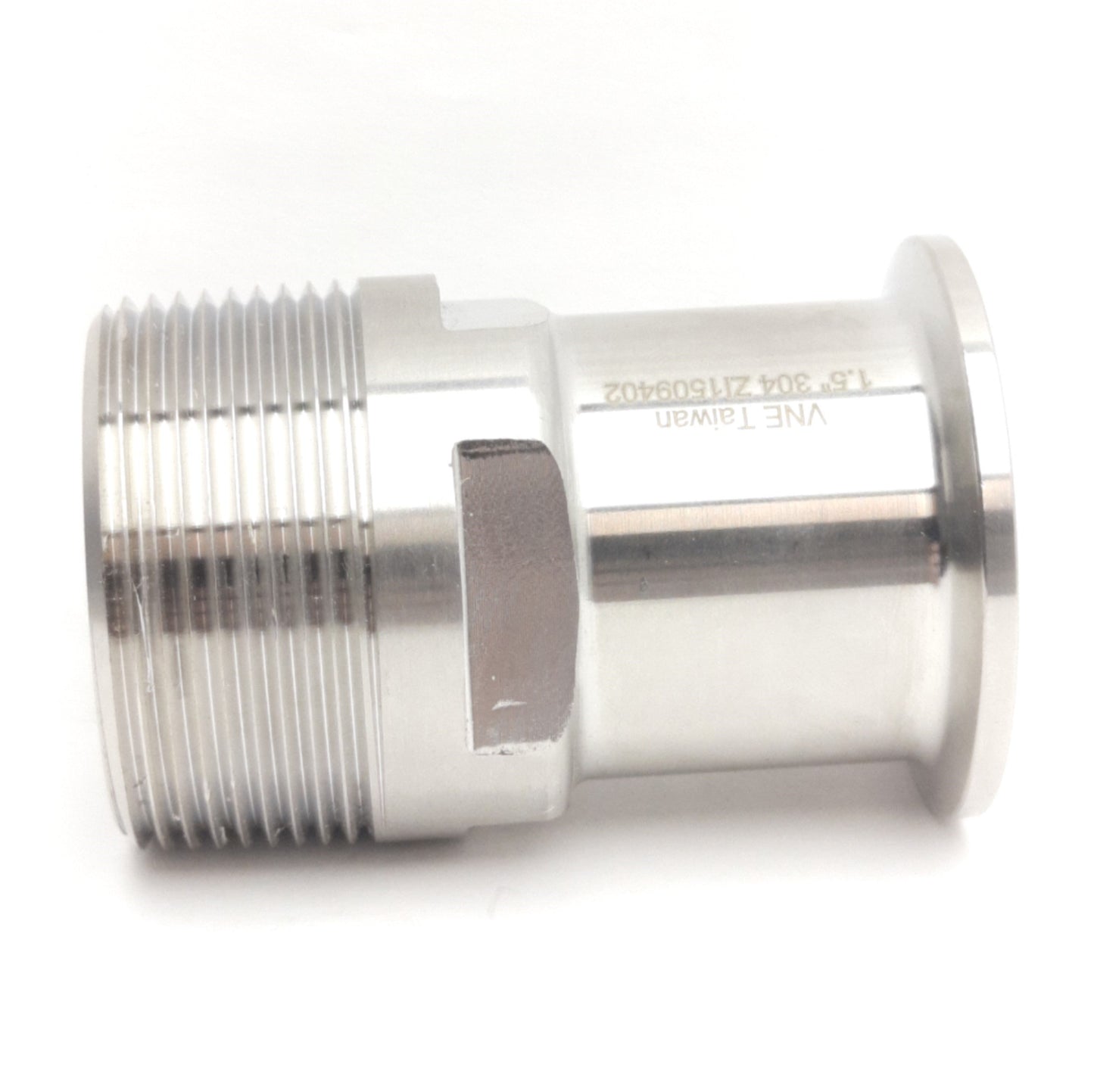 Used VNE EG211.5 Tri Clamp Sanitary Fitting/Adapter, 1-1/2"OD Tube to 1-1/2"NPT Male