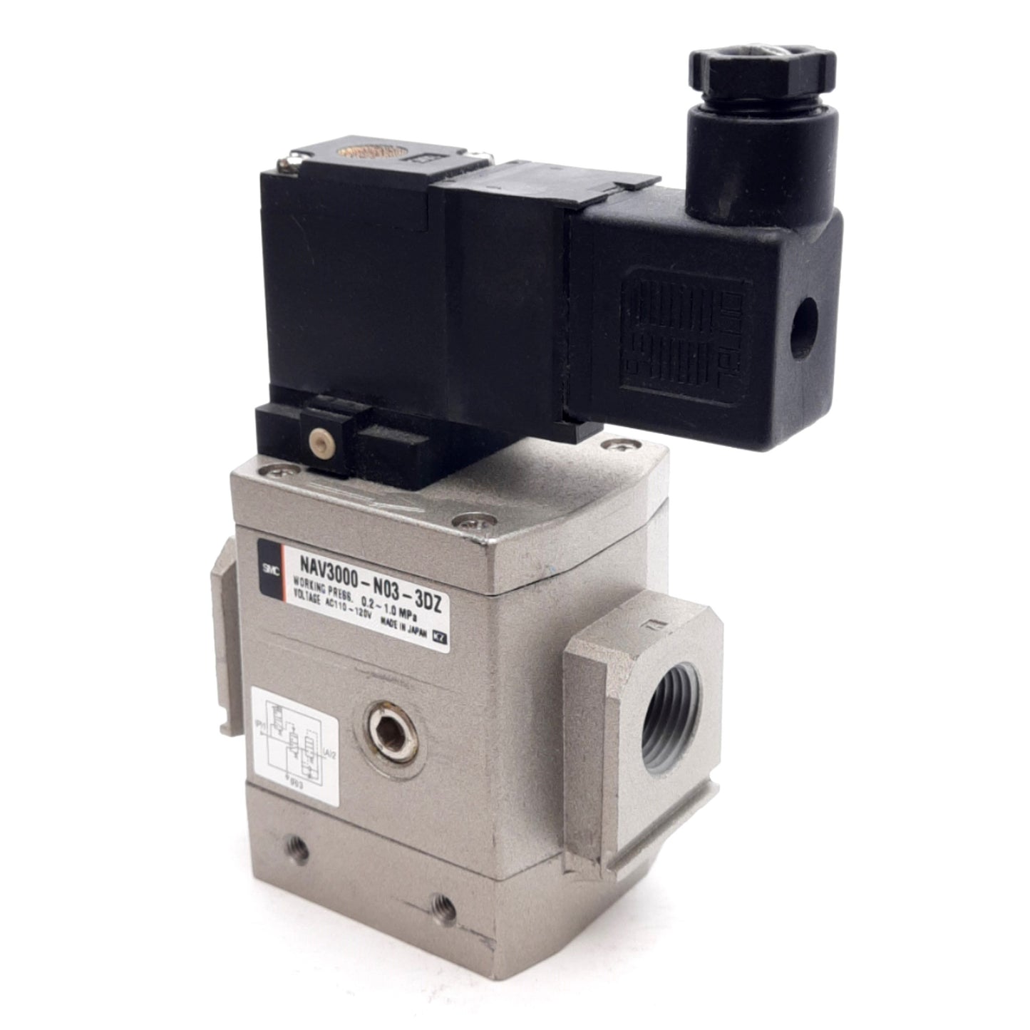 Used SMC NAV3000-N02-3DZ Soft Start-Up Valve, 0.2-1.0MPa, 3/8in NPT, 110-120VAC Coil