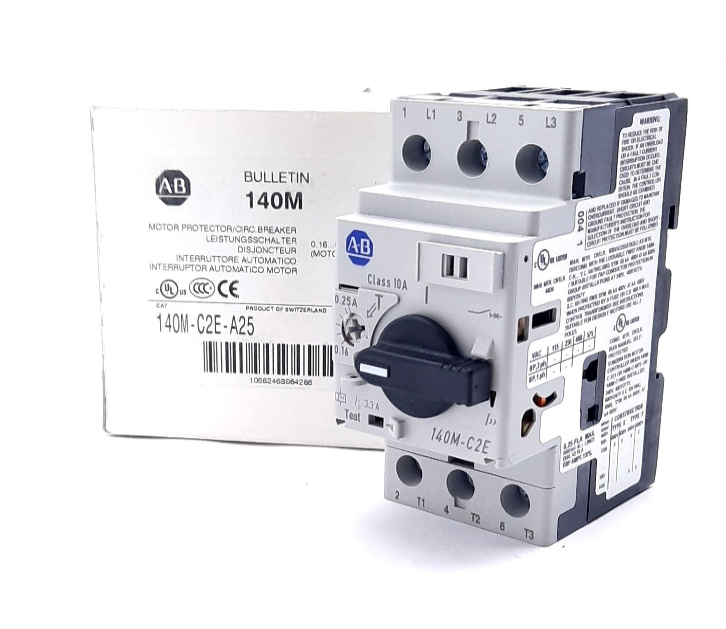 New Allen Bradley 140M-C2E-A25 Motor Protector Circuit Breaker 200-690V, 0.25A